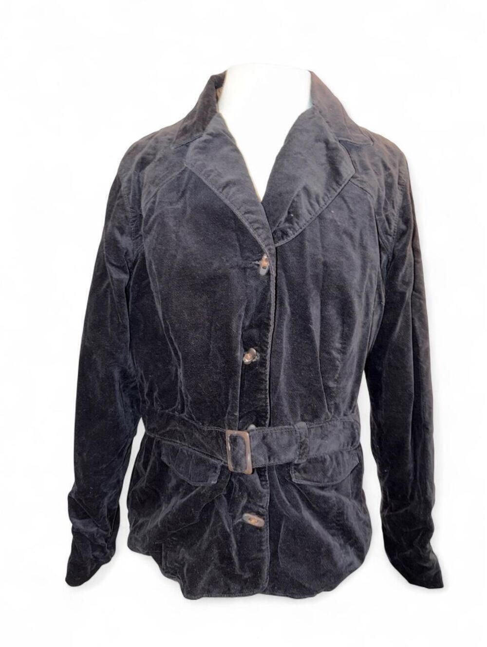 Columbia Sportswear River Resort Black Velvet Corduroy Belted Jacket